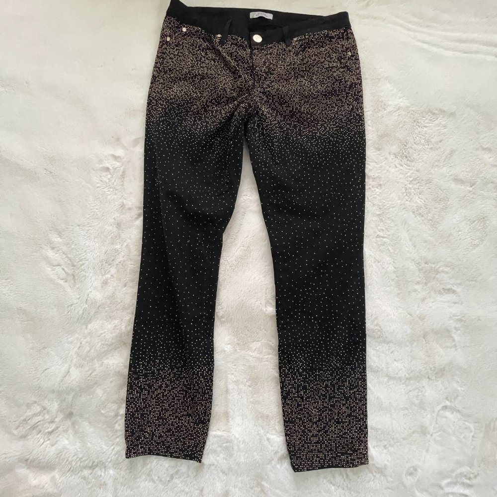 Versace Collection Gradient Gold Studded Black Pant Size: 30
